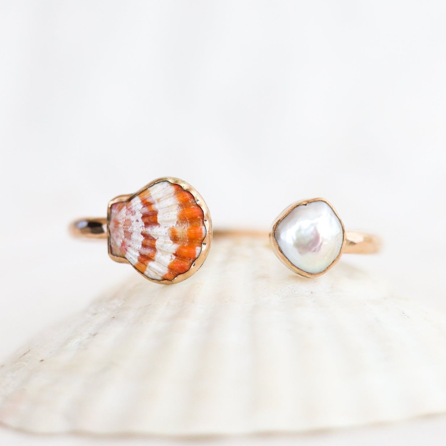 Gold Sunrise Shell and Edison Keshi Pearl Cuff