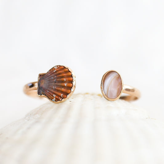 Gold Sunrise Shell and Mother of Pearl Cuff