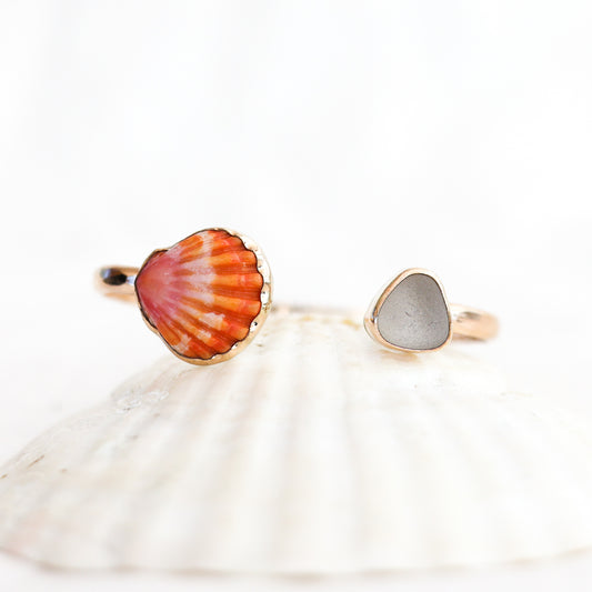 Gold Sunrise Shell and Seaglass Cuff