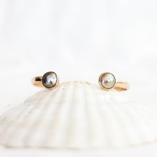Gold Double Tahitian Pearl Cuff