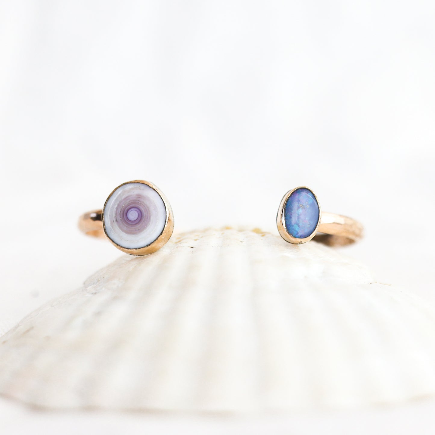 Gold Puka Shell and Australian Opal Cuff