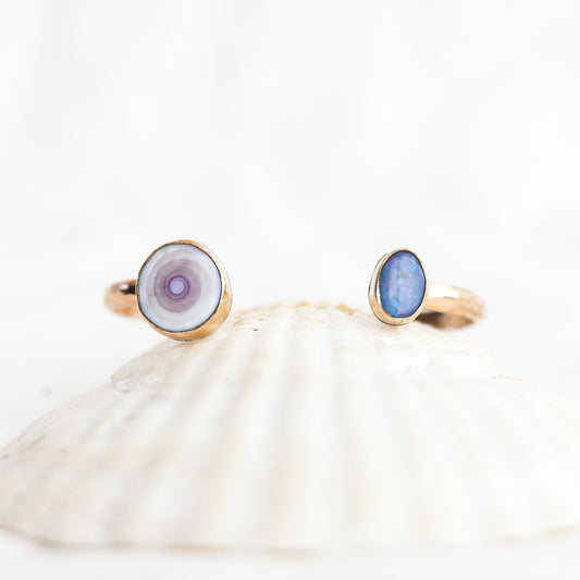 Gold Puka Shell and Australian Opal Cuff