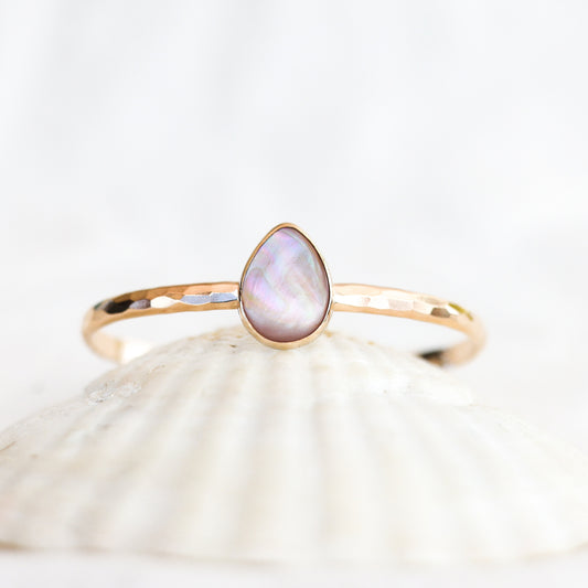 Gold Tear Drop Mother of Pearl Cuff