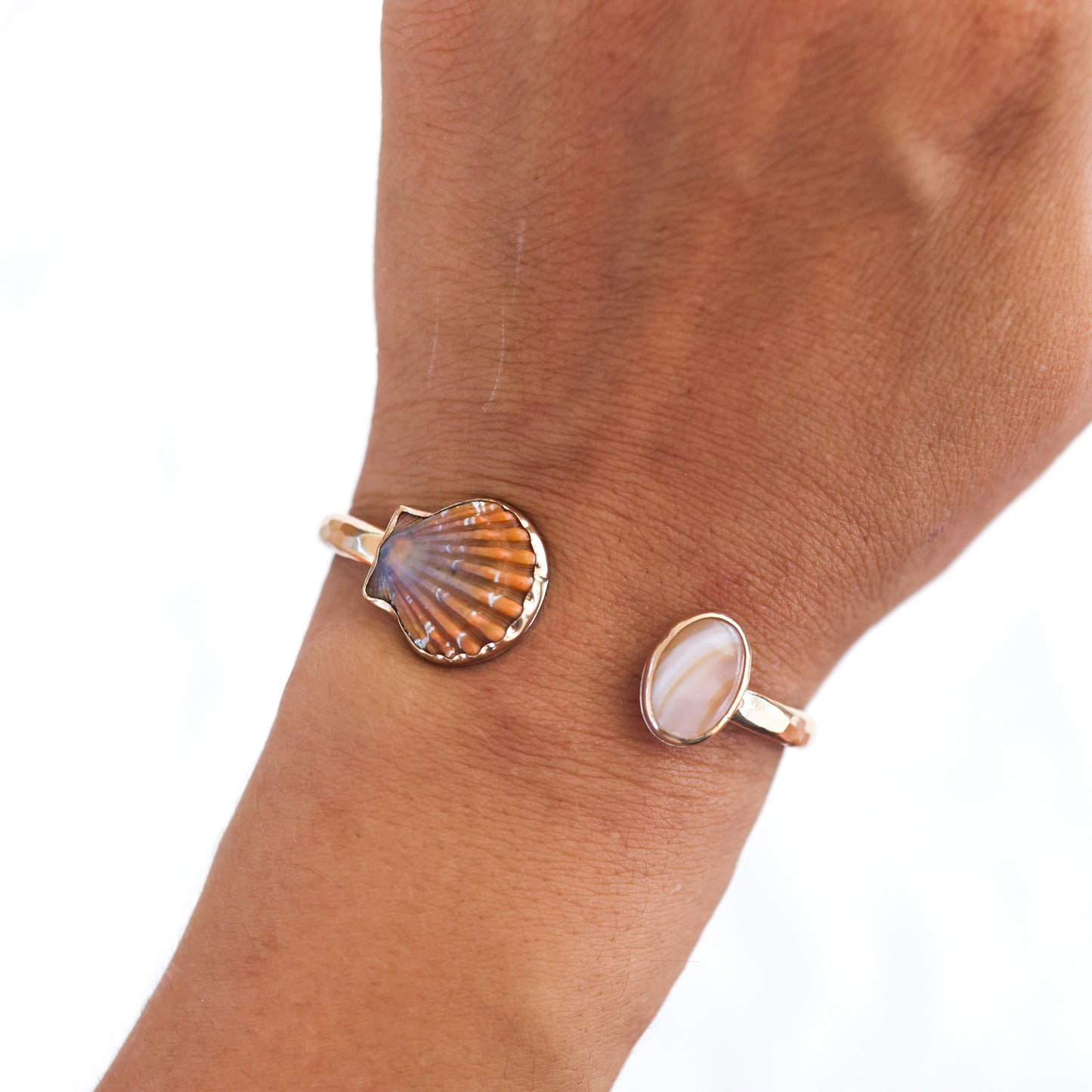 Gold Sunrise Shell and Mother of Pearl Cuff