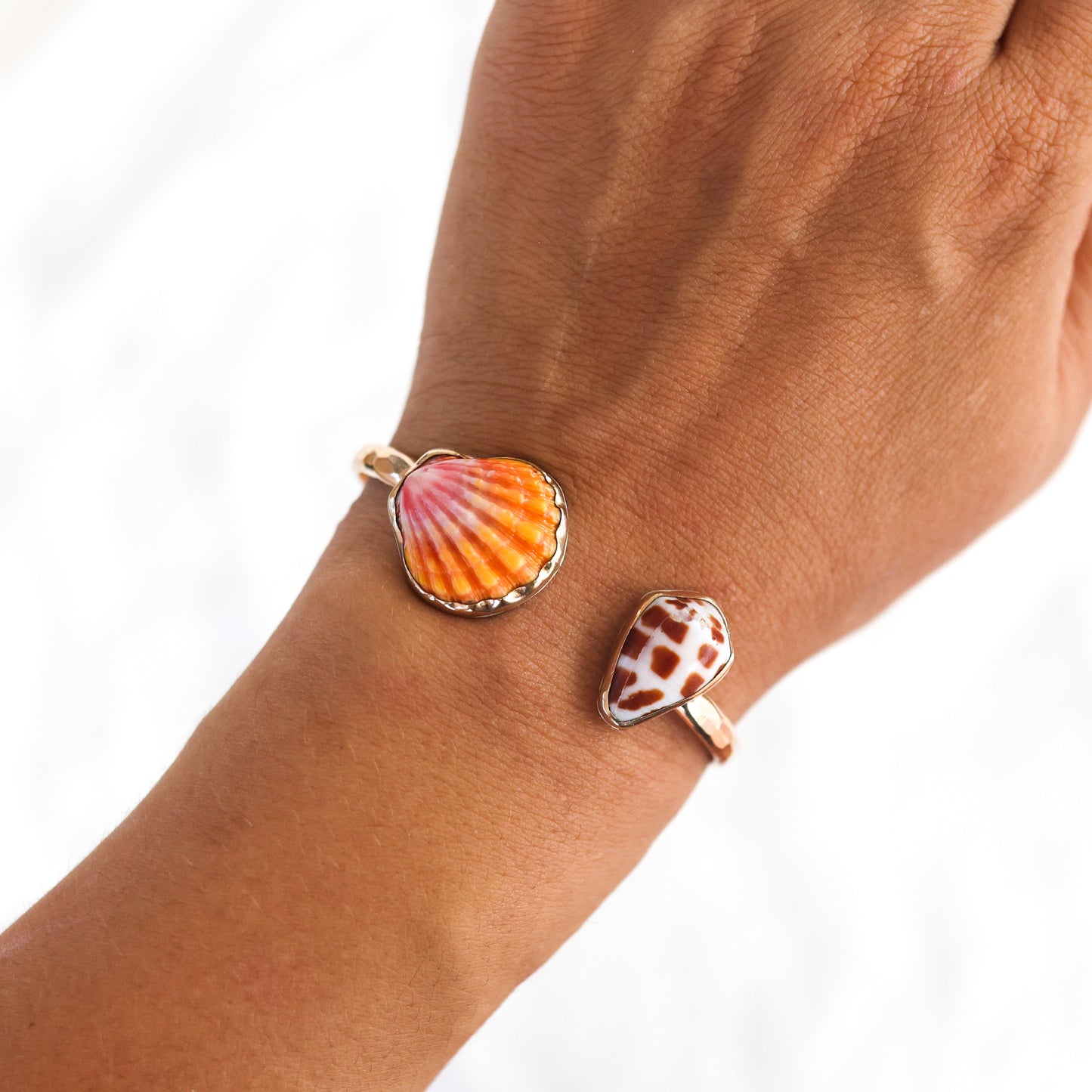 Gold Sunrise Shell and Hebrew Cuff