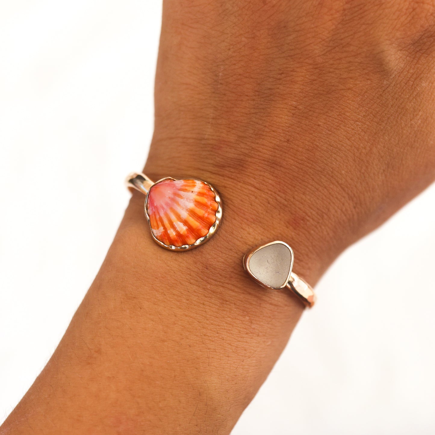Gold Sunrise Shell and Seaglass Cuff