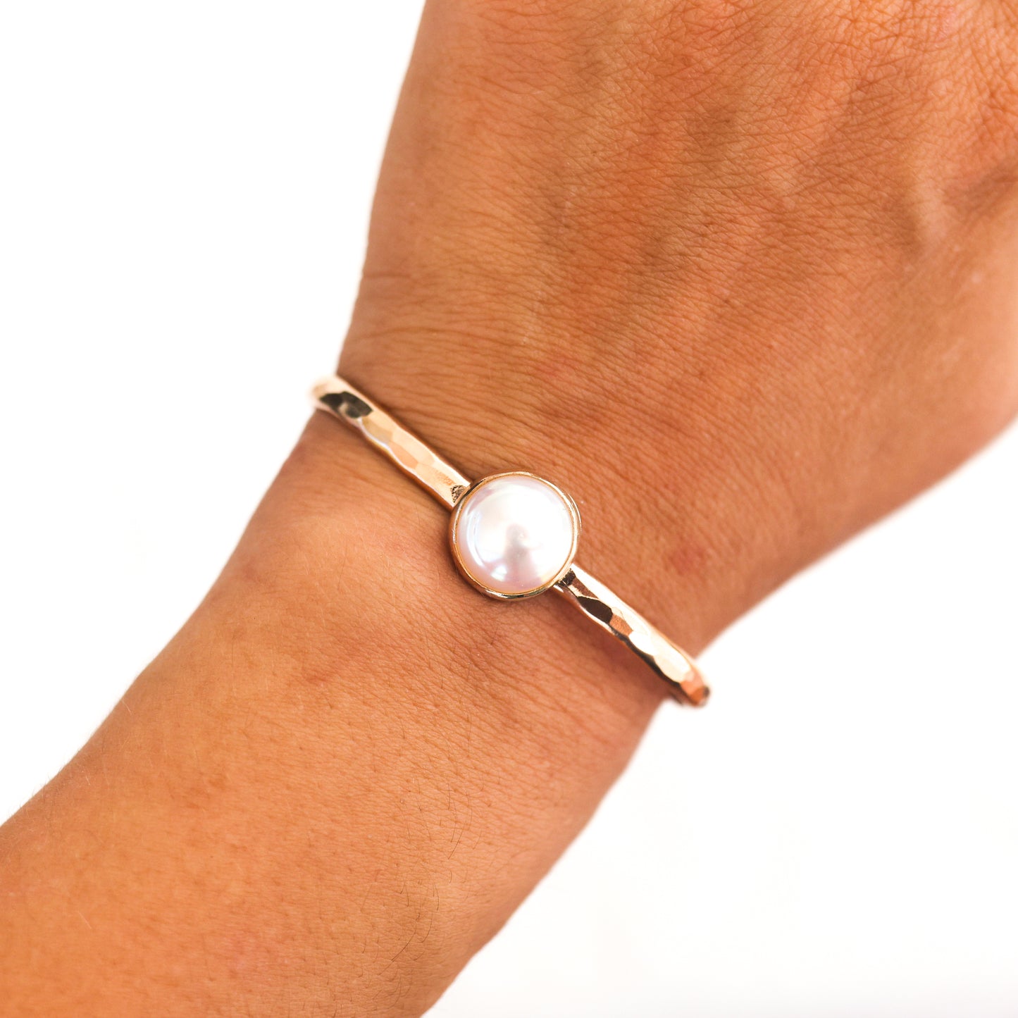 Gold White Edison Pearl Cuff