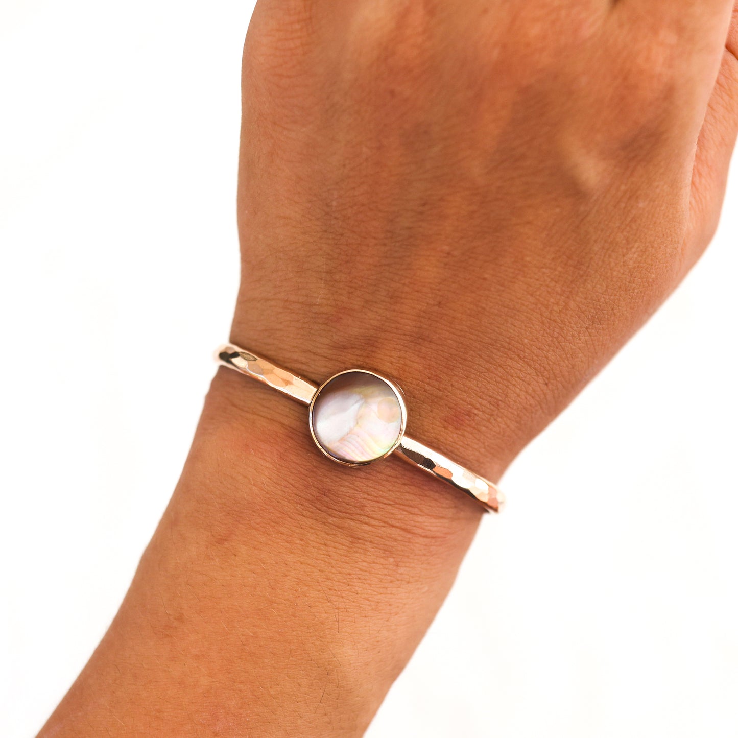 Gold Circle Mother of Pearl Cuff
