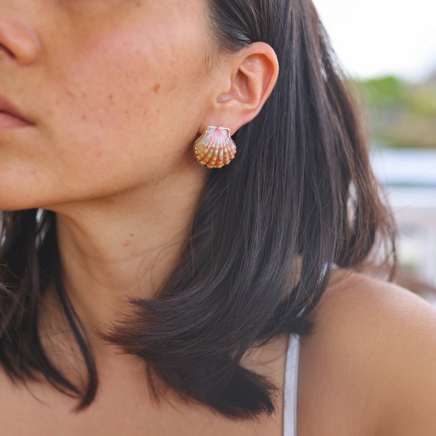 Gold Sunrise Shell Studs
