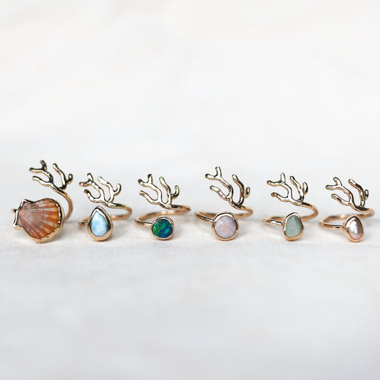 Gold sz. 5 Coral Branch Rings