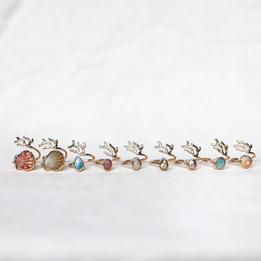 Gold Sz. 6 Coral Branch Rings