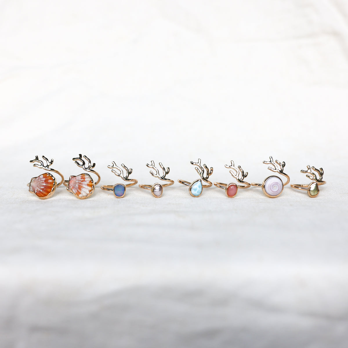 Gold Sz. 8 Coral Branch Rings
