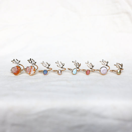 Gold Sz. 8 Coral Branch Rings