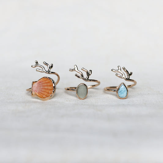 Gold Sz. 10 Coral Branch Rings