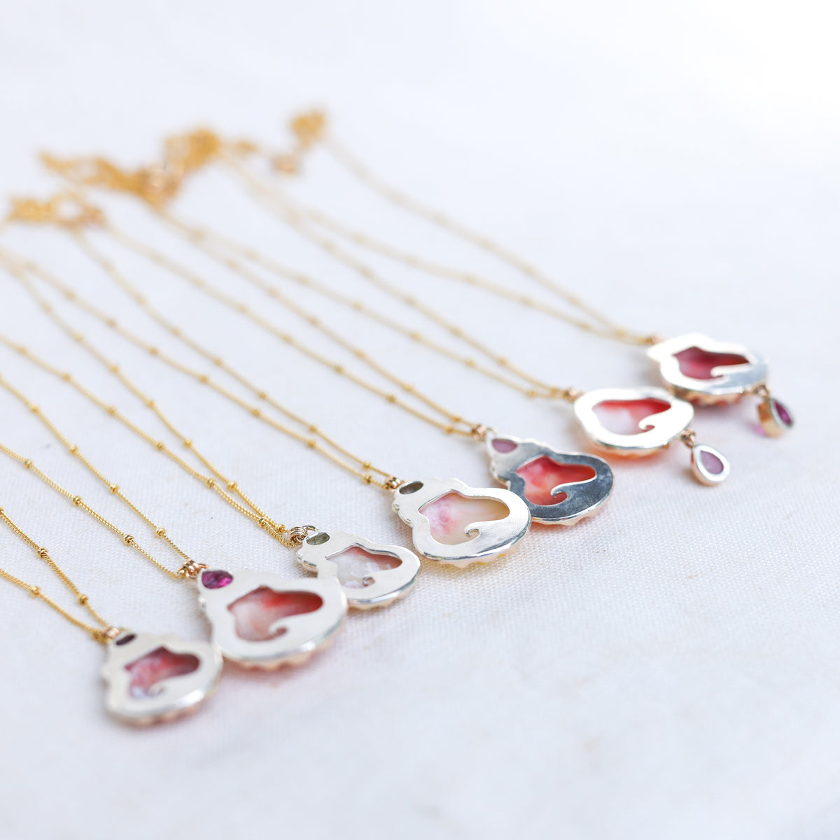 Gold Sunrise Shell and Gemstone Necklaces