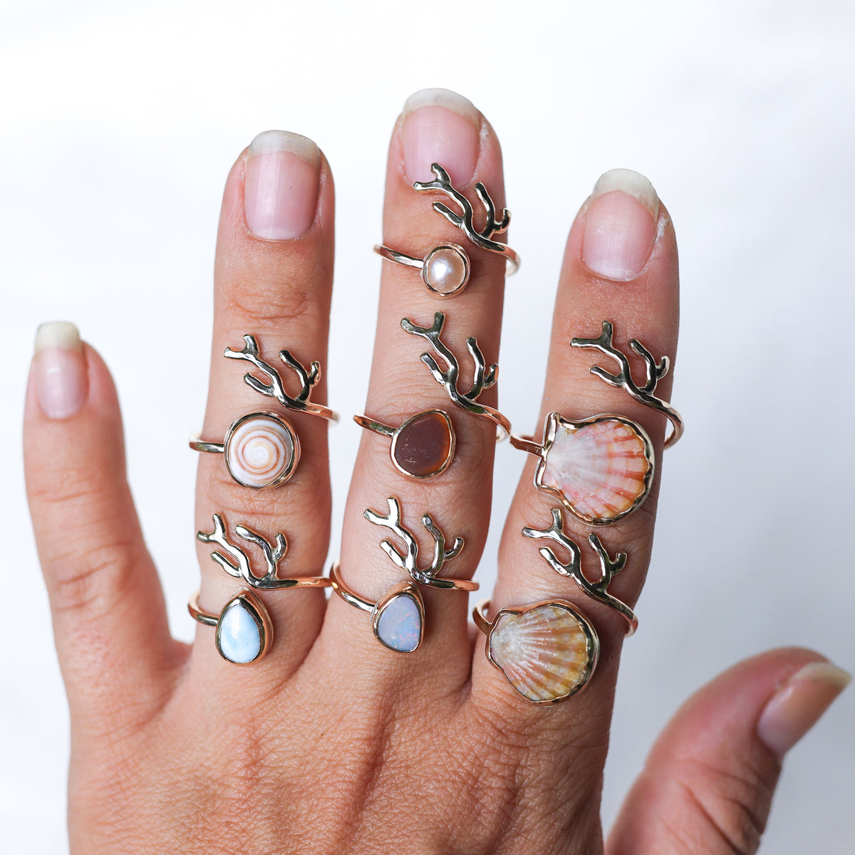 Gold Sz. 9 Coral Branch Rings
