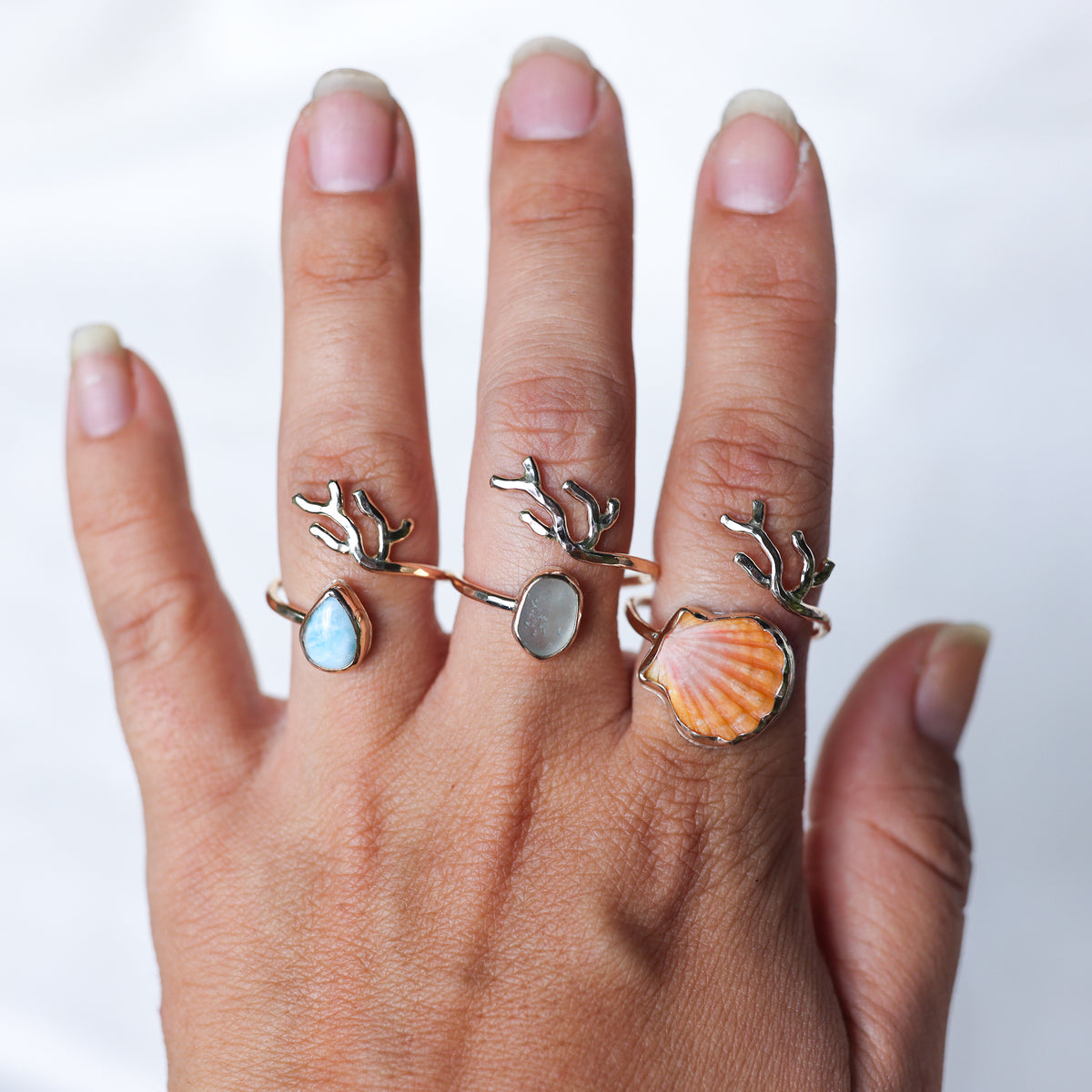 Gold Sz. 10 Coral Branch Rings