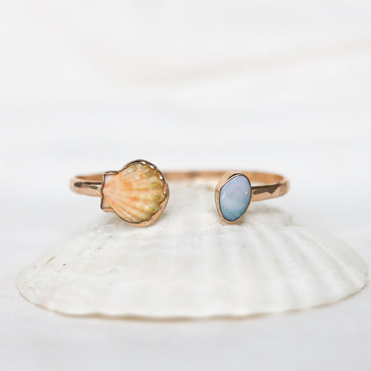 Gold Sunrise Shell and Australian Opal Cuff