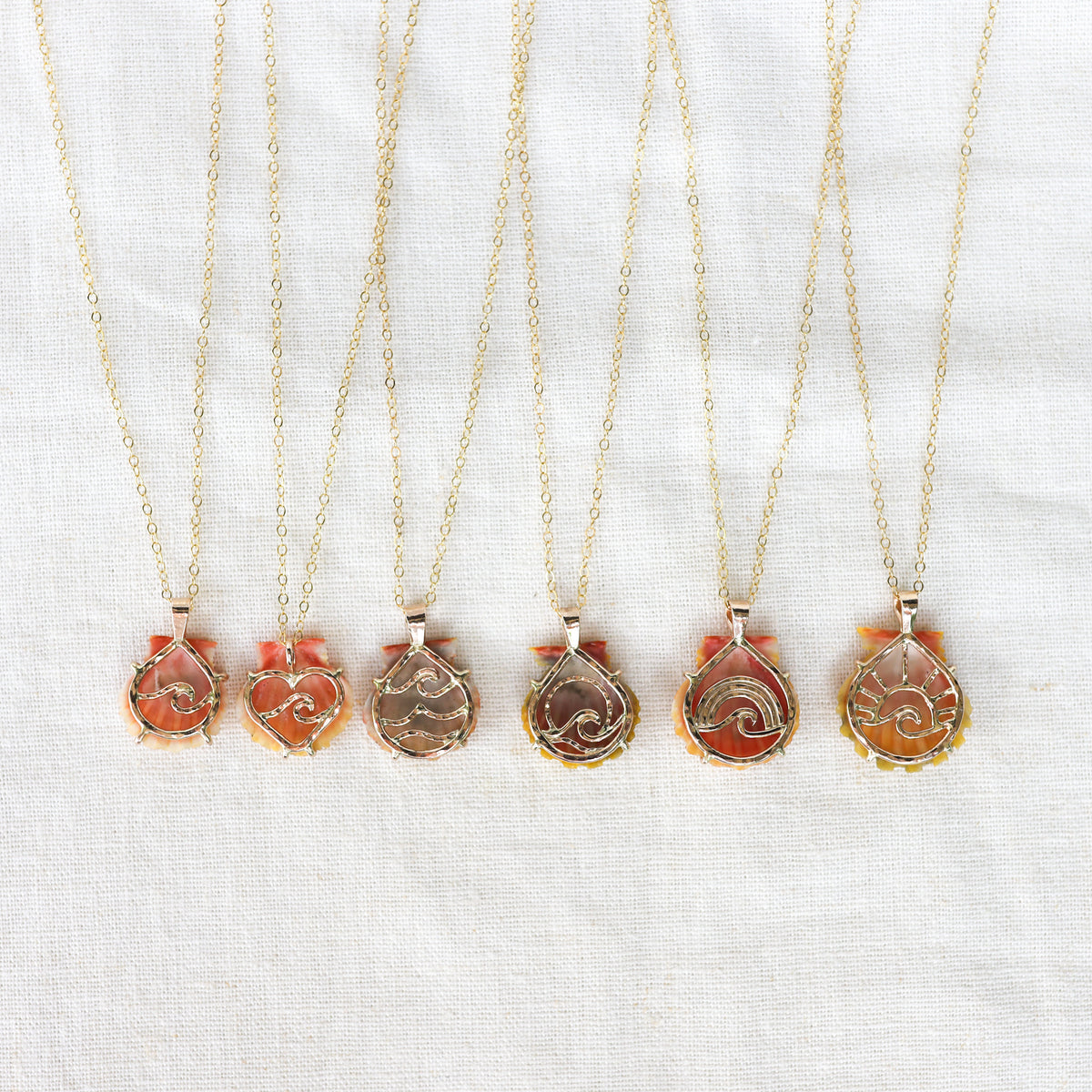 Gold Prong Set Sunrise Shell Necklaces