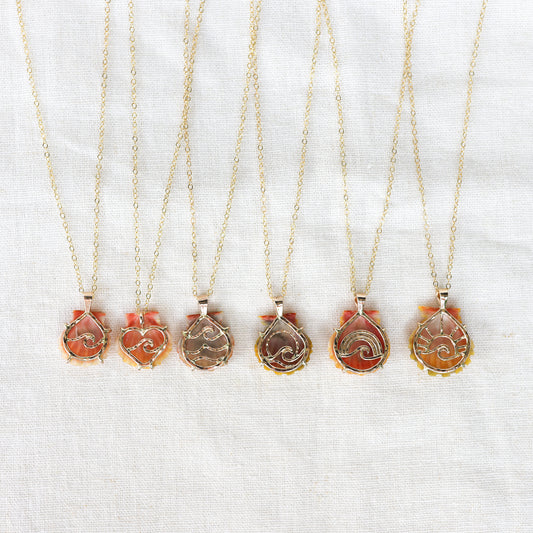 Gold Prong Set Sunrise Shell Necklaces