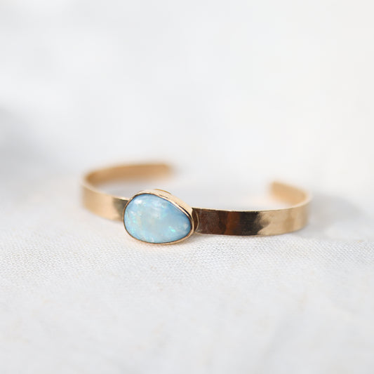 Gold Opal Hammered Cuff