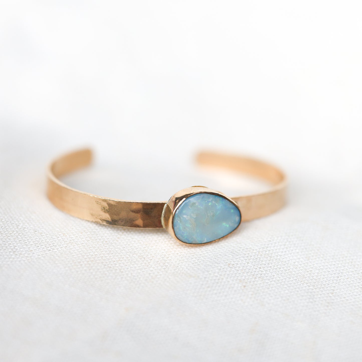 Gold Opal Hammered Cuff