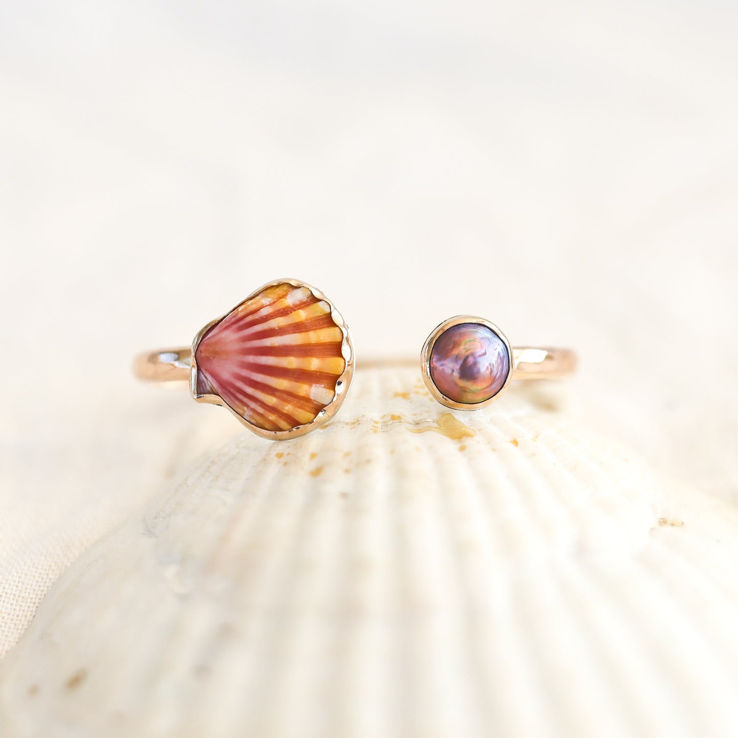 Gold Sunrise Shell and Pink Edison Pearl