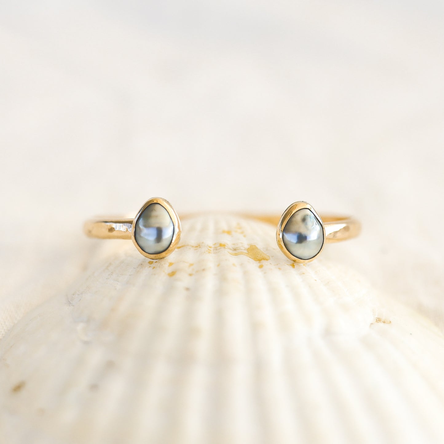 Gold Double Tahitian Keshi Pearl Cuff