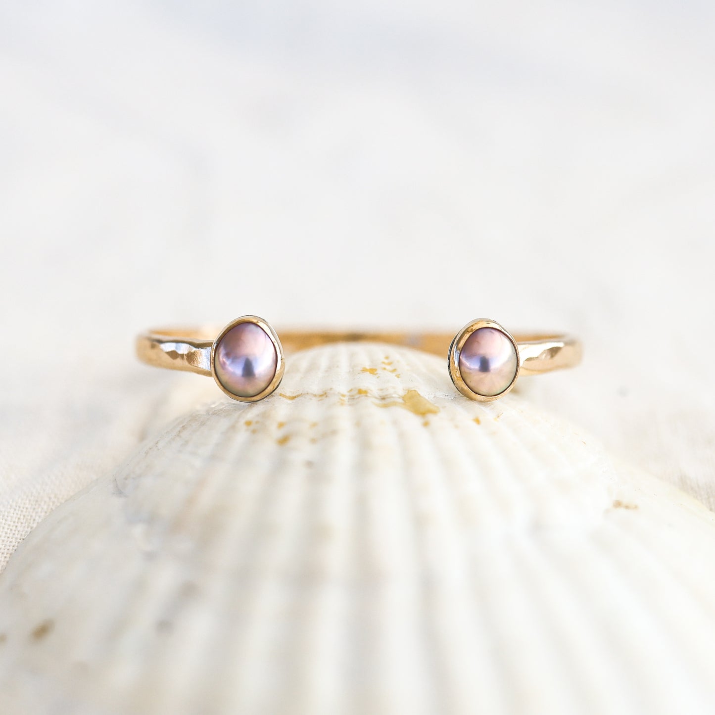 Gold Double Pink Edison Pearl Cuff