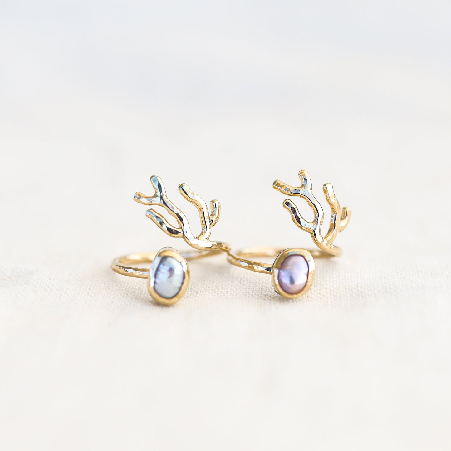 Gold Sz. 6 Coral Branch Rings