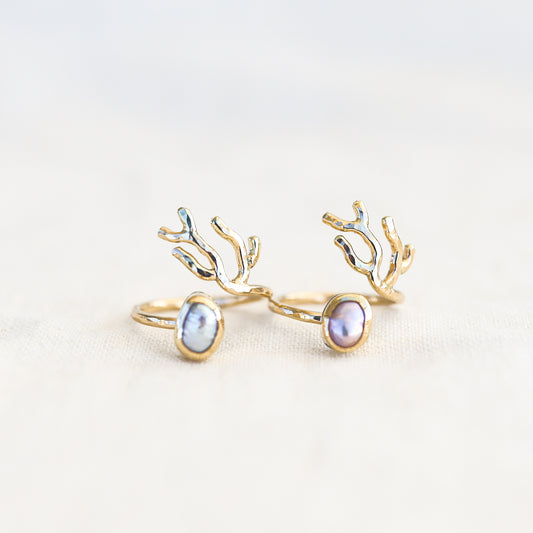 Gold Sz. 6 Coral Branch Rings