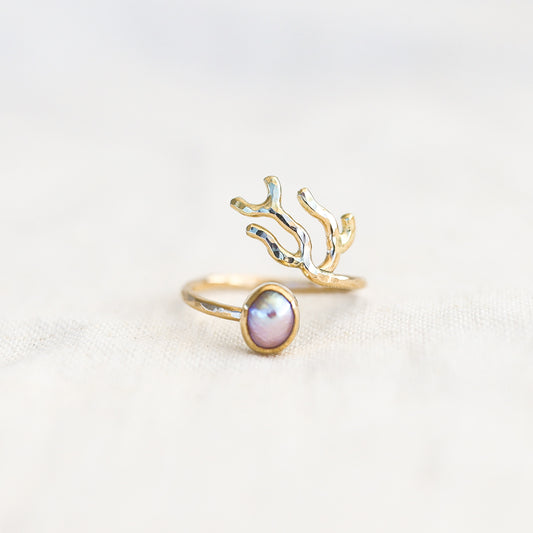 Gold Sz. 9 Coral Branch RIng