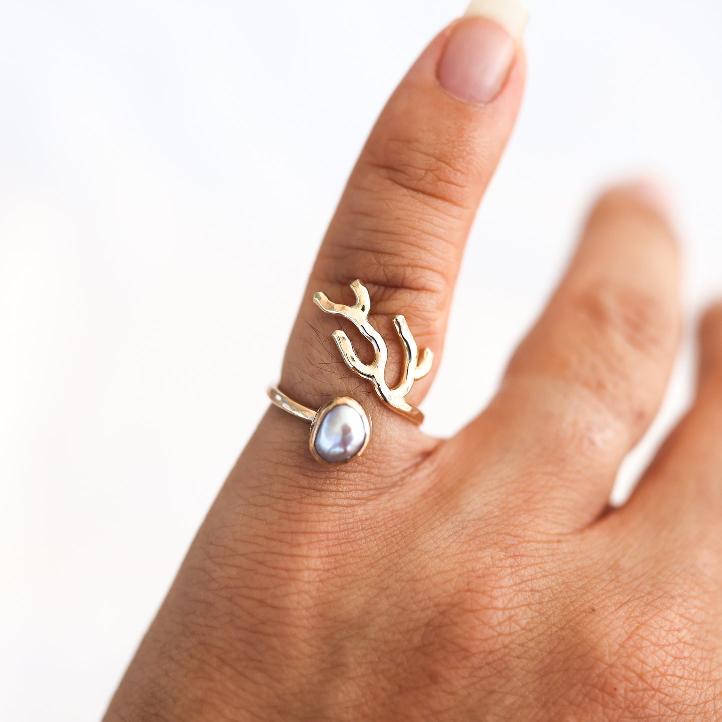 Gold sz. 5 Coral Branch Rings