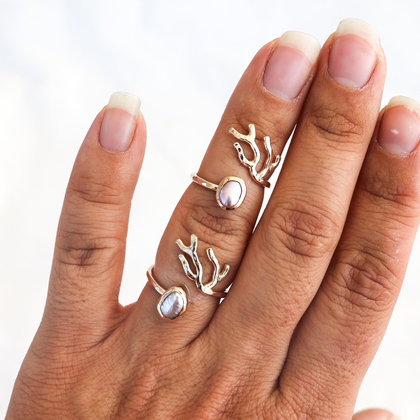 Gold Sz. 6 Coral Branch Rings