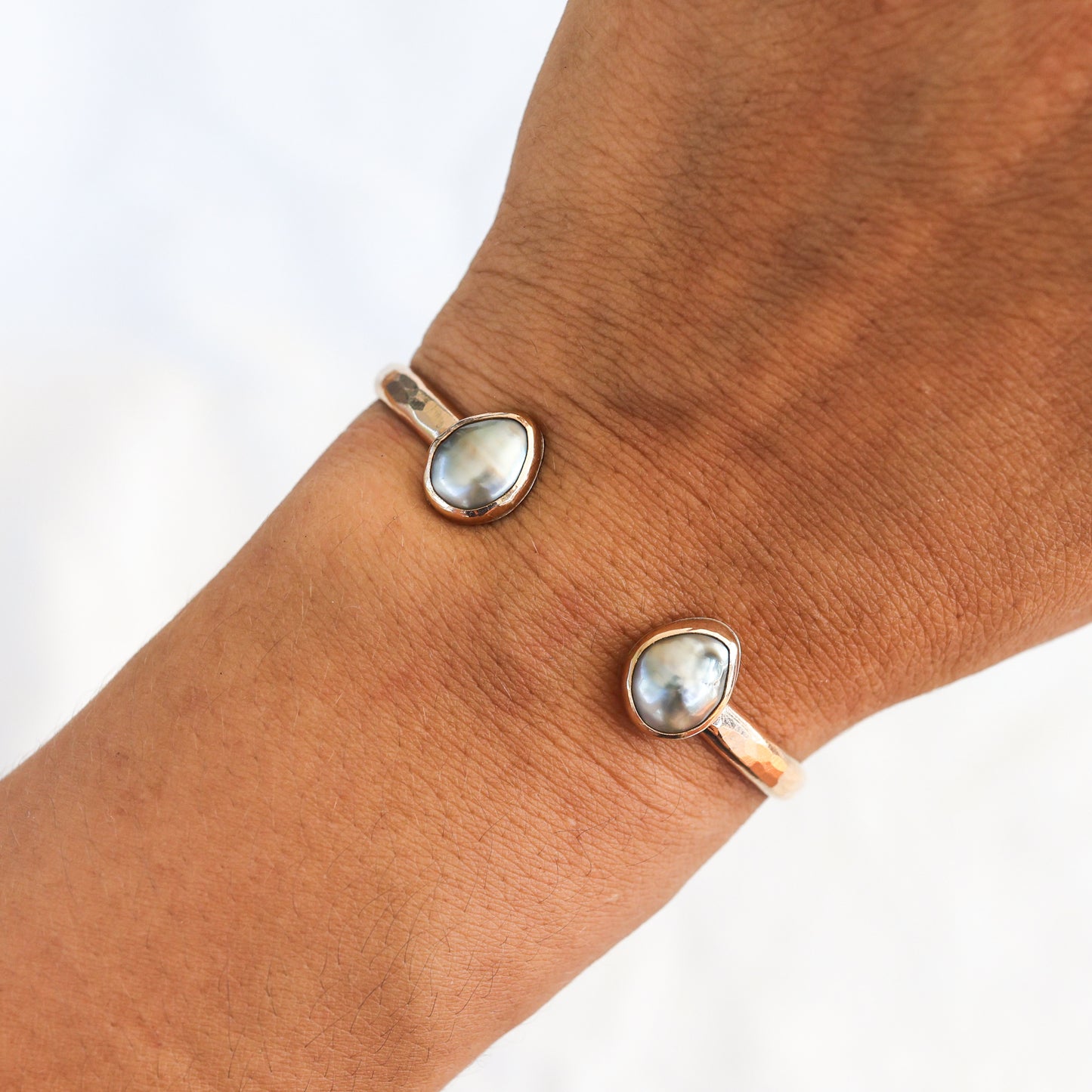 Gold Double Tahitian Keshi Pearl Cuff