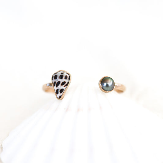 Gold Hebrew Cone and Tahitian Pearl Cuff