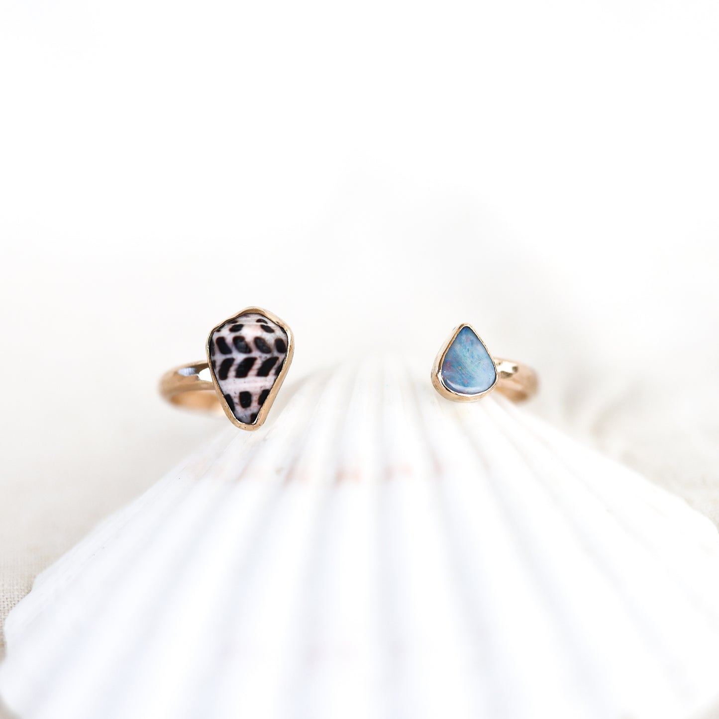 Gold Hebrew Cone And Australian Opal Cuff