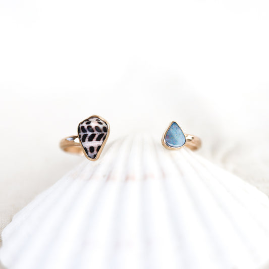 Gold Hebrew Cone And Australian Opal Cuff