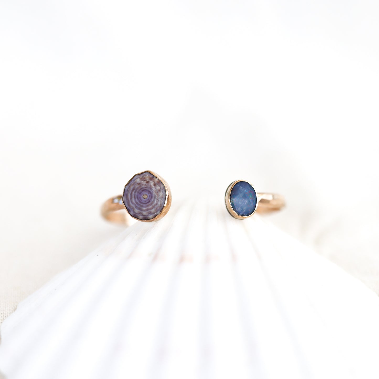 Gold Puka Shell and Australian Opal Cuff