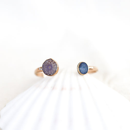 Gold Puka Shell and Australian Opal Cuff