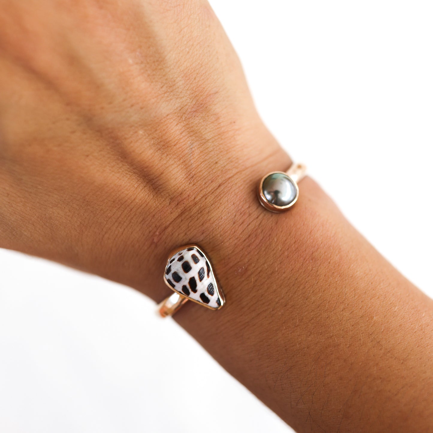 Gold Hebrew Cone and Tahitian Pearl Cuff