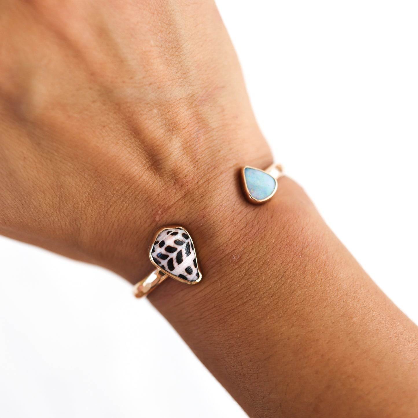 Gold Hebrew Cone And Australian Opal Cuff