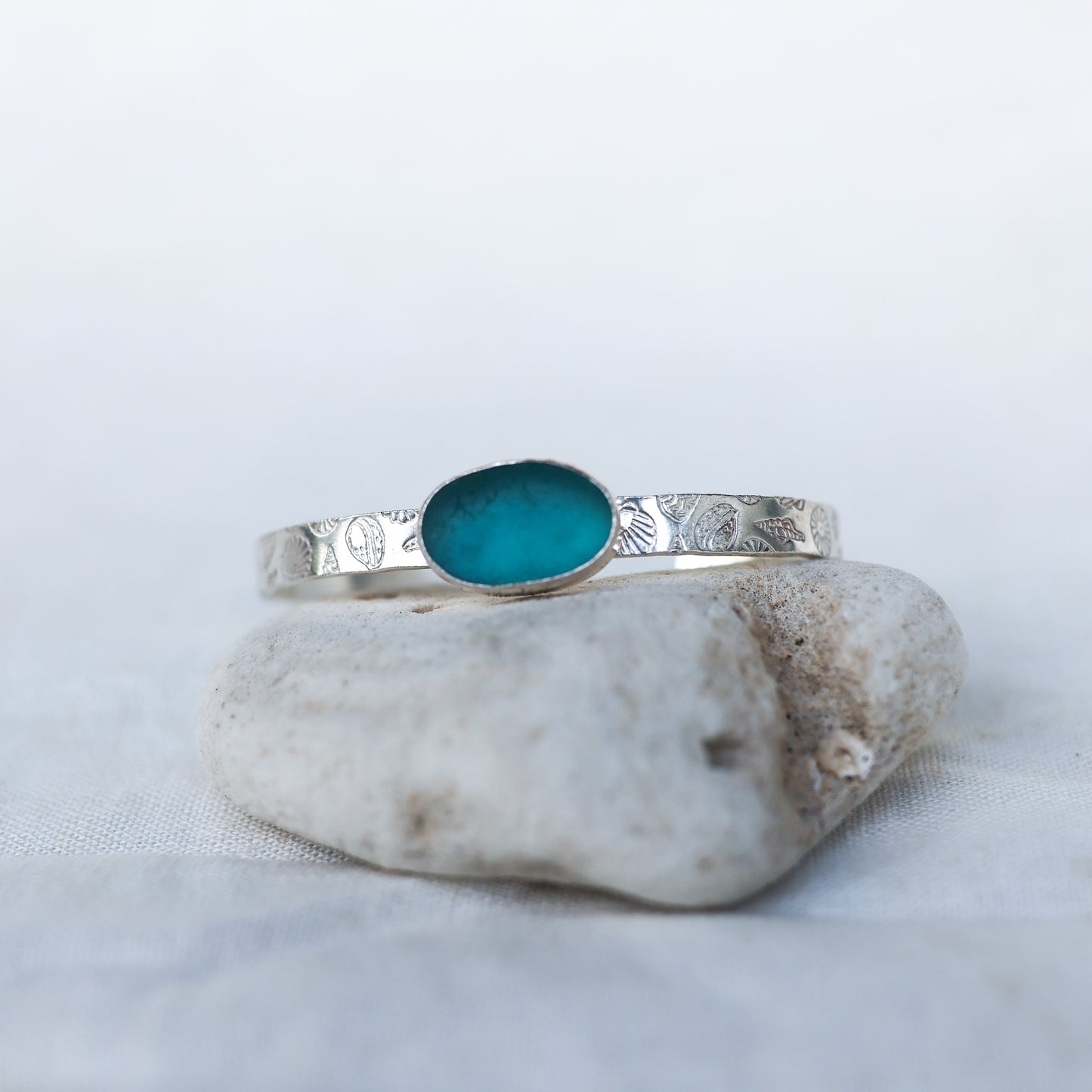 Silver Sea Glass Cuff