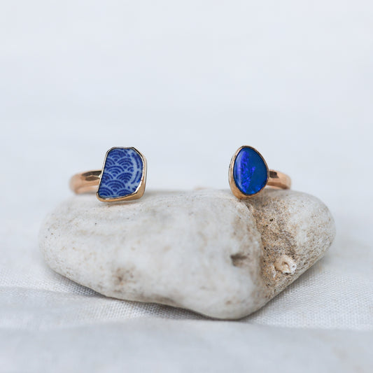 Gold Sea Pottery and Australian Opal Cuff