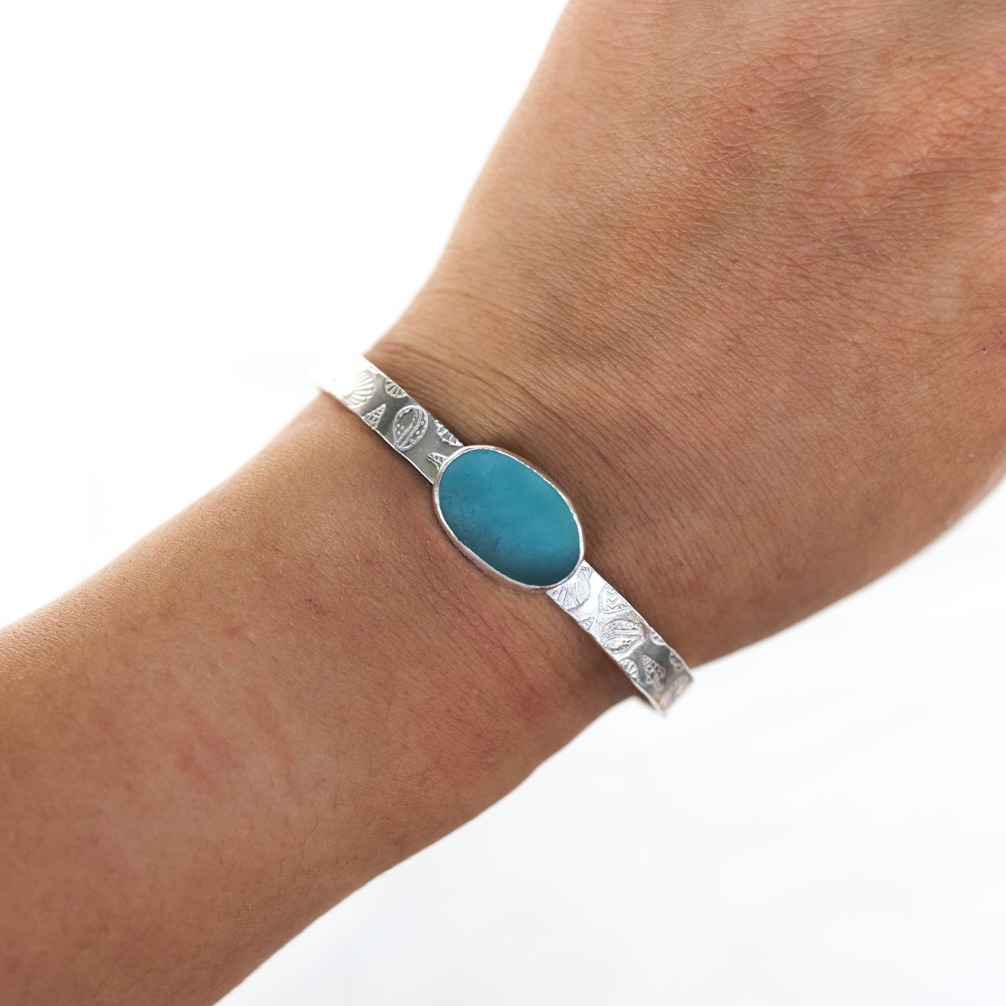 Silver Sea Glass Cuff