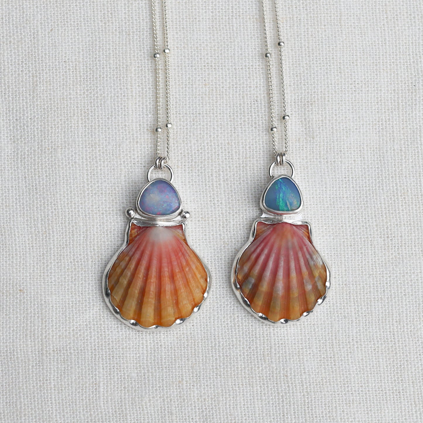 Silver Bezel Gem Sunrise Shell Necklaces