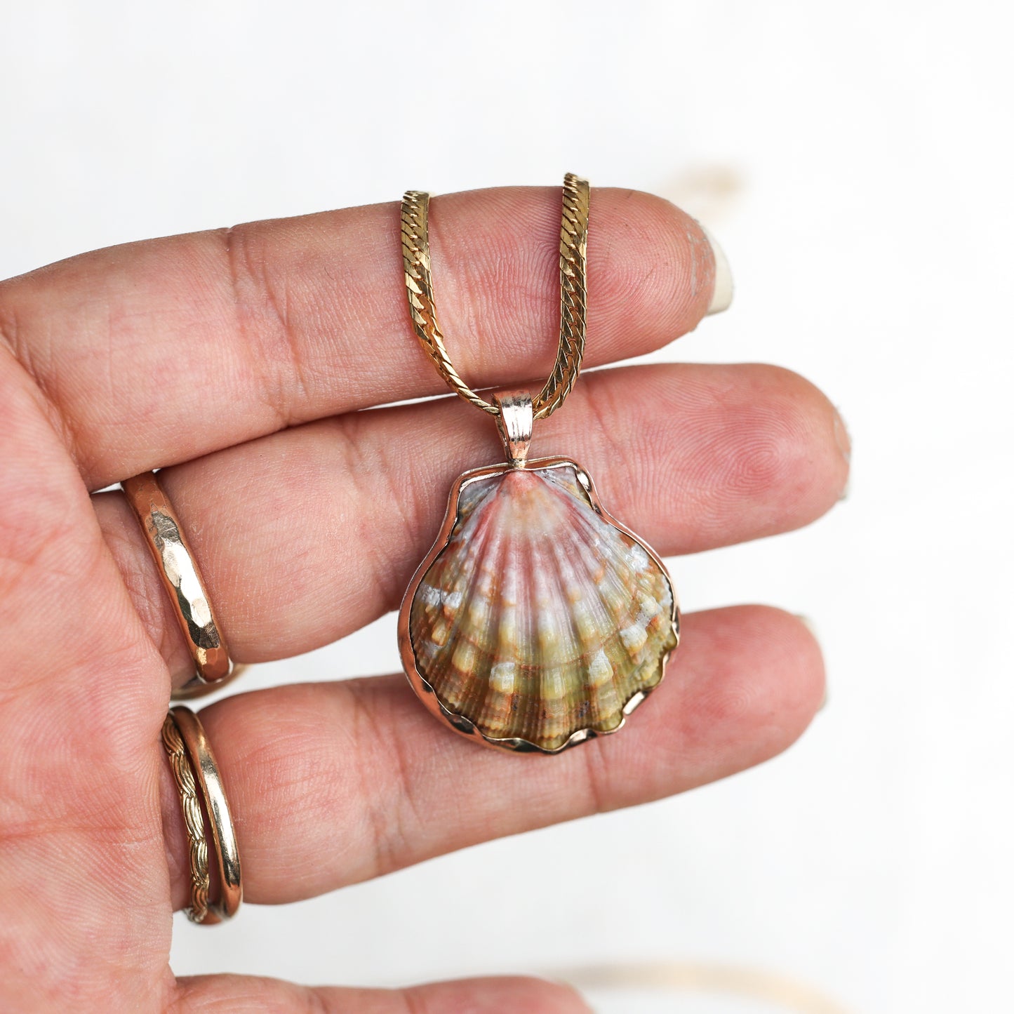 Gold Bezel Sunrise Shell Necklaces