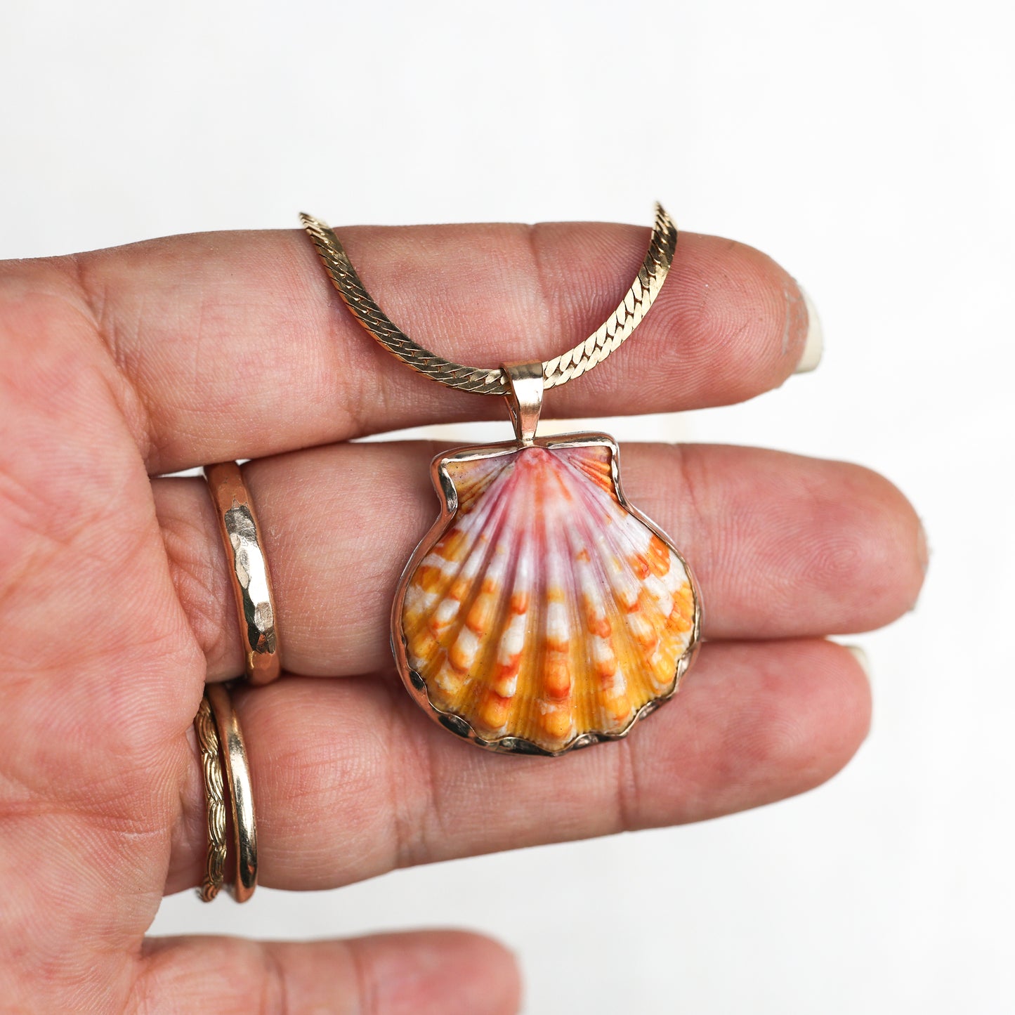 Gold Bezel Sunrise Shell Necklaces