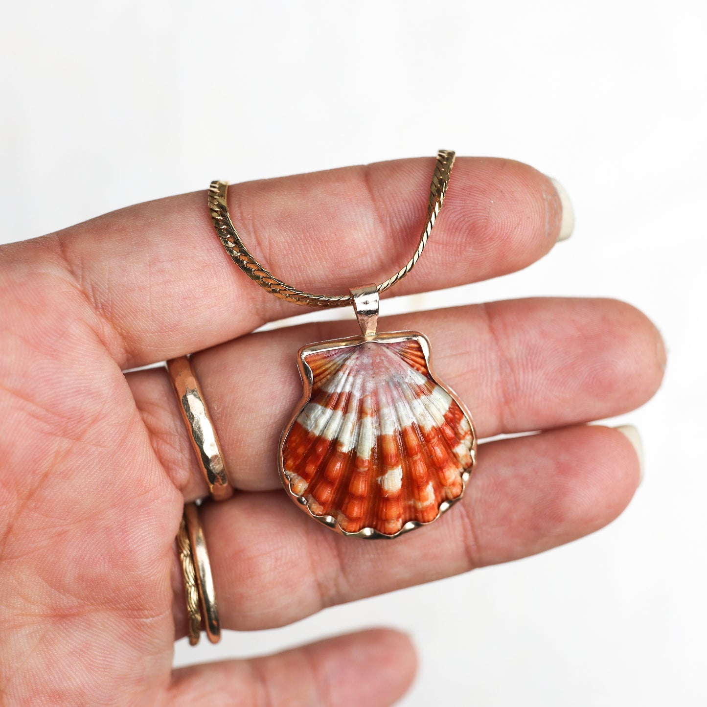 Gold Bezel Sunrise Shell Necklaces