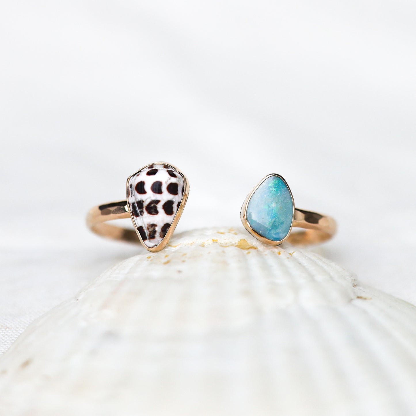 Gold Hebrew Cone And Australian Opal Cuff